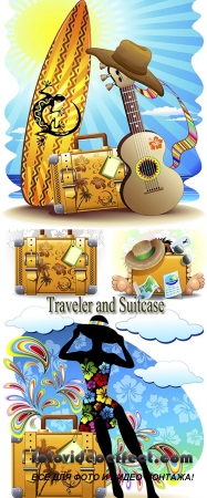  Stock: Traveler and Suitcase