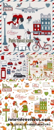 Stock: Paris travel icons