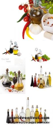 Stock Photo: Olive oil, spices and balsamic vinegar