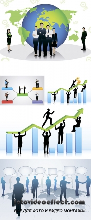Stock: Business people walking on bar graph