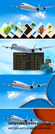 Stock: Travel background with airplane