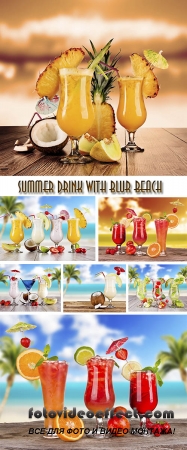 Stock Photo: Summer drink with blur beach
