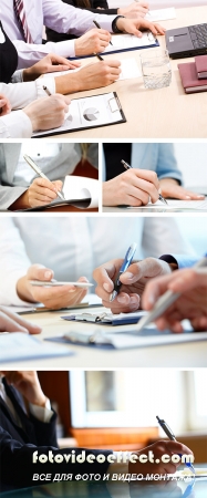 Stock Photo: Business agreement, contract signing, business