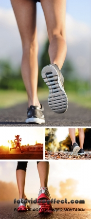 Stock Photo: Runner feet sunrise