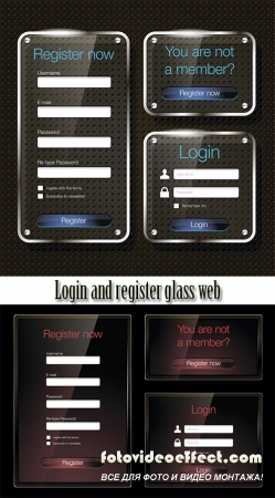 Stock: Login and register glass web forms