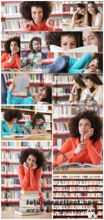 The girl in library /    - Photo Stock