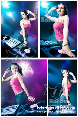 Girl DJ in Night Club /      