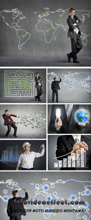 Stock Photo: Businessman connecting the dots