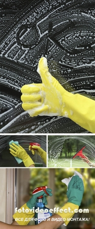 Stock Photo: Cleaning windows