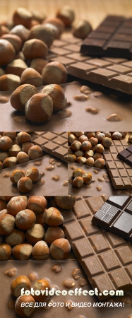  Stock Photo: Chocolate bars with hazelnuts