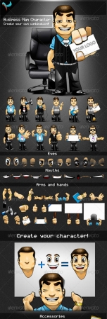 Animatable Business Man Cartoon Character Kit - GraphicRiver