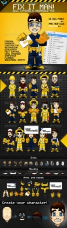 Animatable Fix It Man Mascot Character Kit - GraphicRiver. PSD