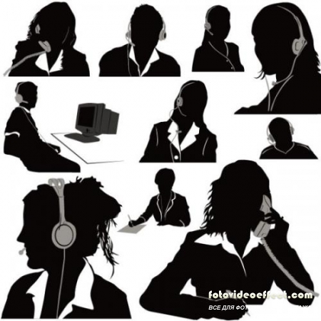 Customer service staff silhouette - vector