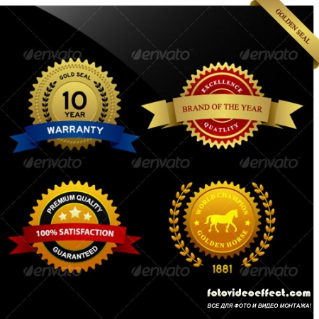 Warranty Guarantee Gold Seal Ribbon Vintage Award -  GraphicRiver