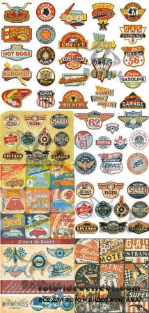 Vintage cars and motorcycle labels /     