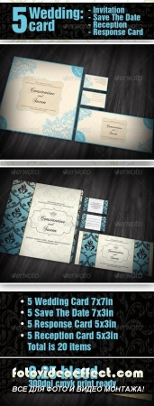 5 items Wedding - Invitation + Save The Date - GraphicRiver