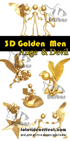 3D gold men - Angel and Devil /   3D -   