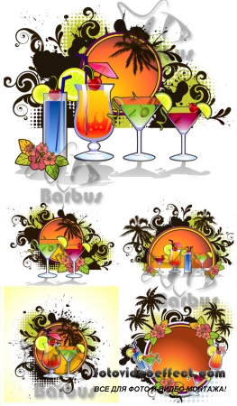 Banner - exotic cocktails, palm trees and the coming sun /    ,    