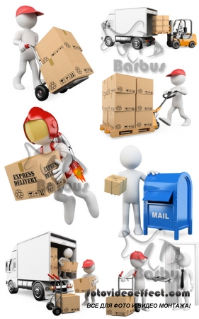 3D men - delivery of parcels / 3D  -  