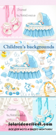     / Children's backgrounds with bootees - Stock photo
