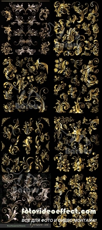 Gold flower patterns /   