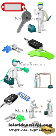 3D         / 3D People and keys - Stock photo