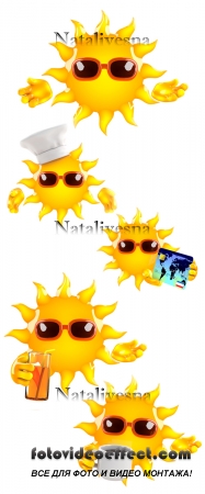      / Summer sun on white background - Stock photo