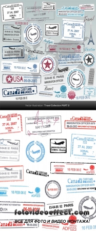  Stock: Set of vector passport stamps