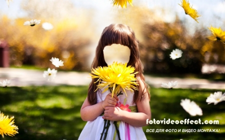 Шаблон для фотошопа  - Девочка с большим цветком