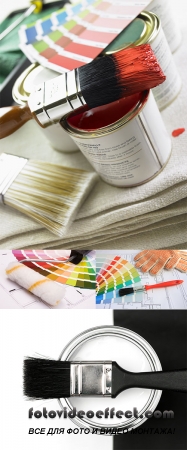Stock Photo: Multi-colored paint and color palette