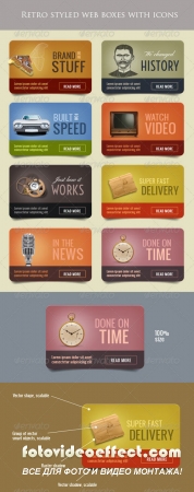 Retro Web Boxes with Icons