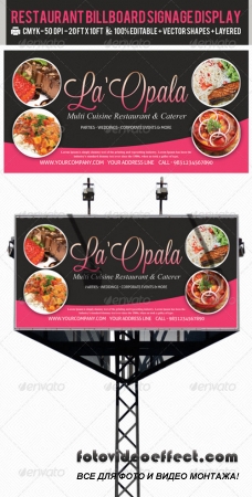 Restaurant Billboard AD Signage PSD Templates