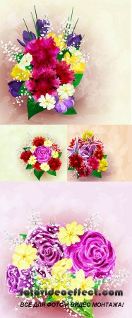 Stock: Painted flower background, vector illustration