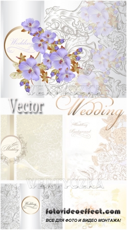     / Wedding backgrounds with flowers - vector clipart