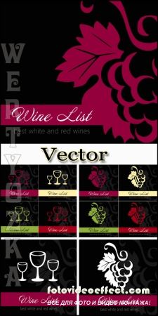     / Wine card with grapes - vector clipart