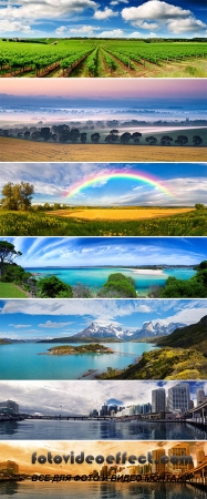 Stock Photo: Panorama. nature and cities