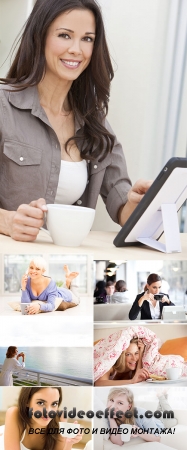 Stock Photo: Beautiful Woman Drinking Coffee