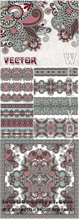       / Beautiful vector background with various patterns and ornaments