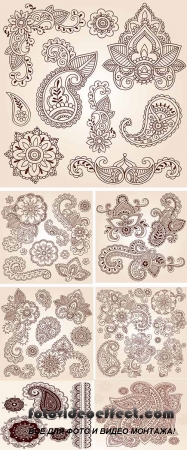 Stock: Ornate Henna Paisley Doodle Vector