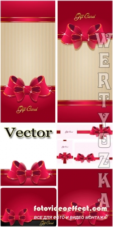      / Gift card  with ribbons - vector