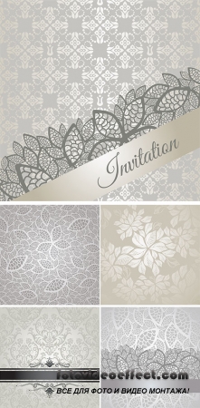  Stock: Seamless silver small floral elements