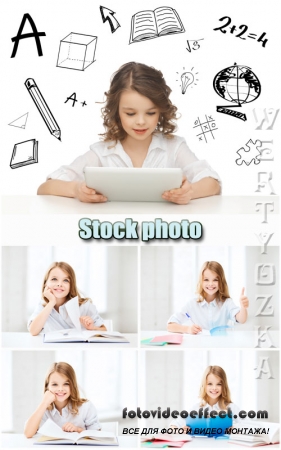    / Girl with the book - Raster clipart