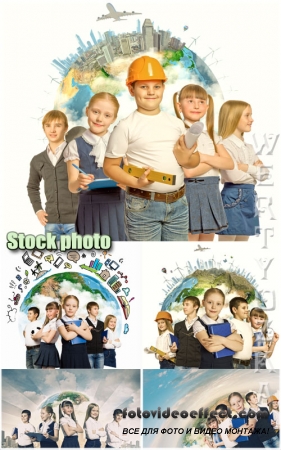     / Children and choice of profession - Raster clipart