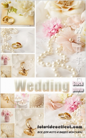   / Wedding collage with roses and wedding rings - Raster clipart