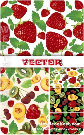      , , ,  / Vector background with fruits