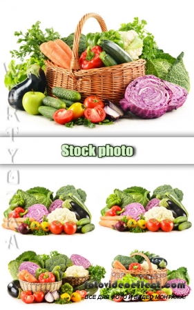  ,    / Fresh fruits and vegetables in a basket - Raster clipart