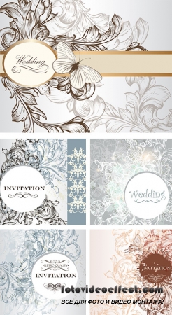 Stock: Elegant wedding invitation card