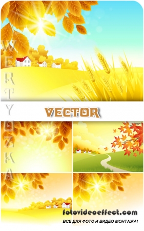   ,  / Autumn natural background, landscape - vector