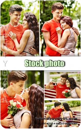   ,    / Young couple in love, man and woman - Raster clipart