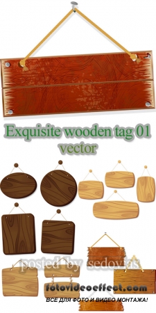 Exquisite wooden tag 01 - vector